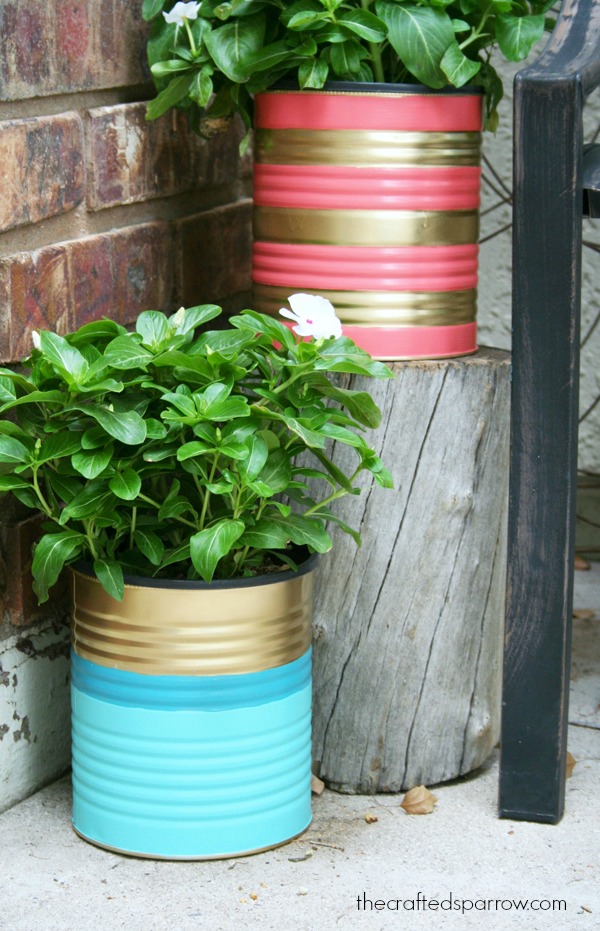 Painted Tin Can Planter 11