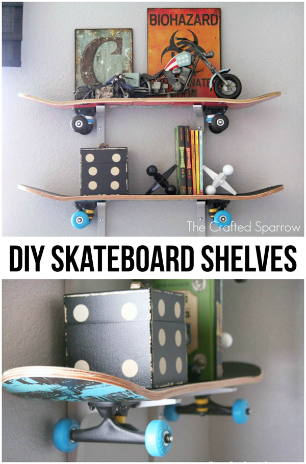 Unique Skateboard Shelves /Storage unit  for man cave or kids bedroom 