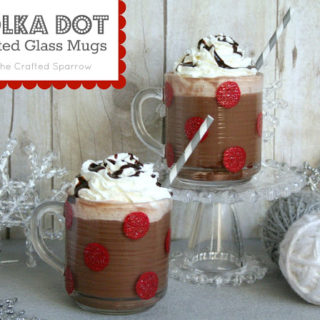 Polka Dot Painted Glass Christmas Mugs