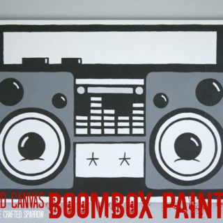 Recycled Canvas Boombox Painting