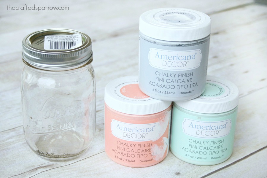 Nautical Stripe Chalk Painted Jars - The Crazy Craft Lady