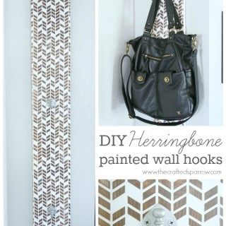 DIY Herringbone Painted Wall Hooks