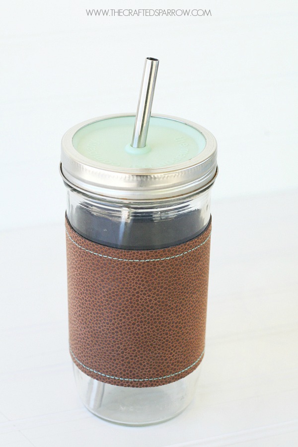 DIY Faux Leather Mason Jar Tumbler Cuff