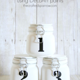Numbered Mason Jars – using DecoArt paints