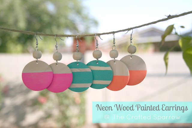 Neon Wood Painted Earrings