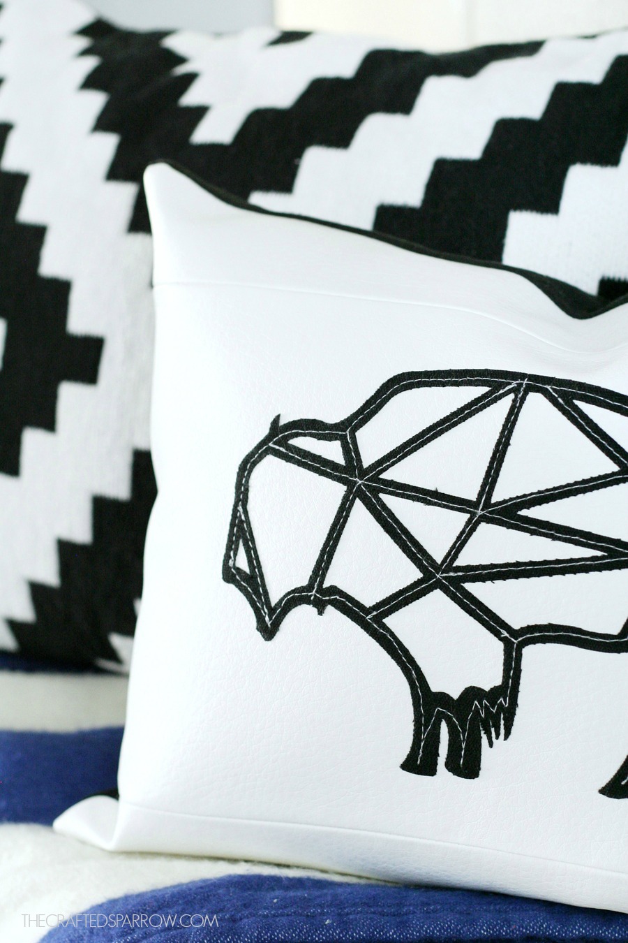 Leather Geometric Buffalo Pillow
