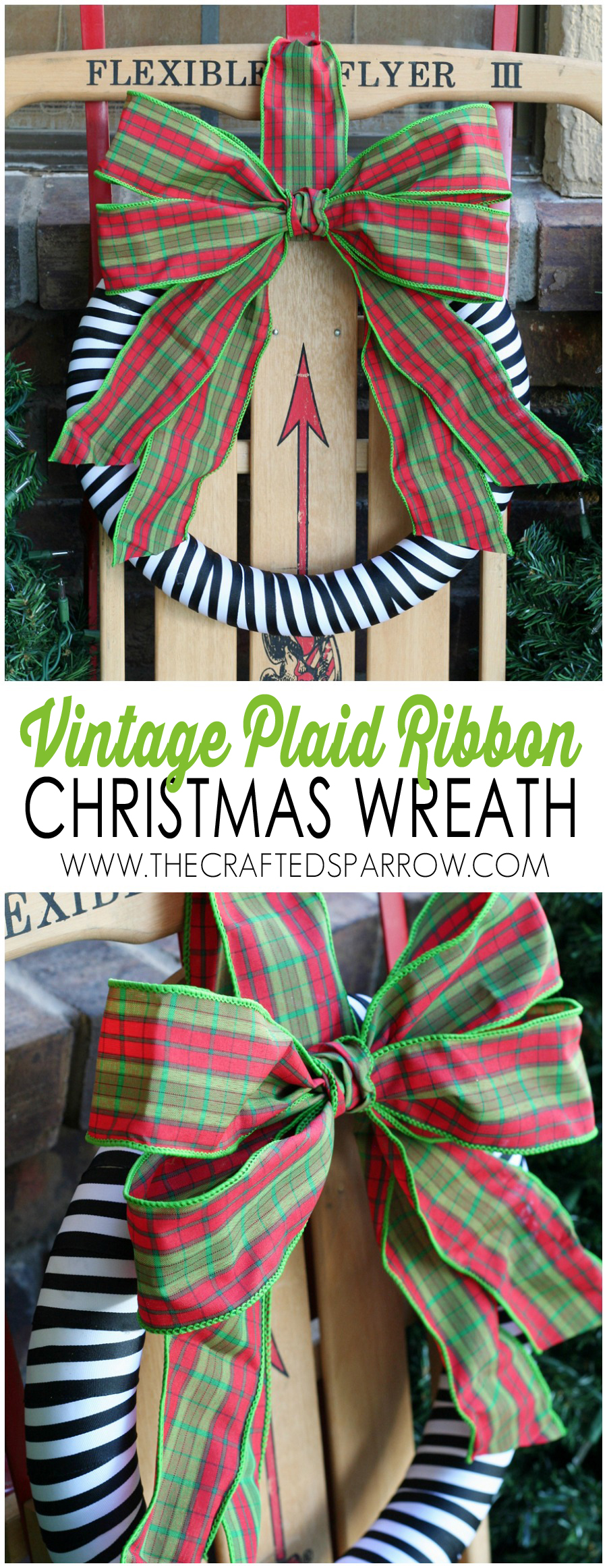 Vintage Plaid Ribbon Christmas Wreath