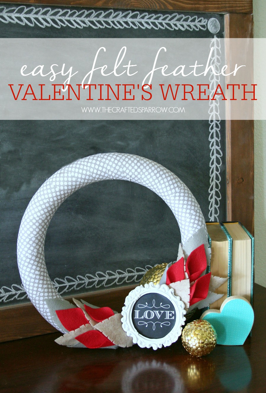 Easy Felt Feather Valentine's Wreath