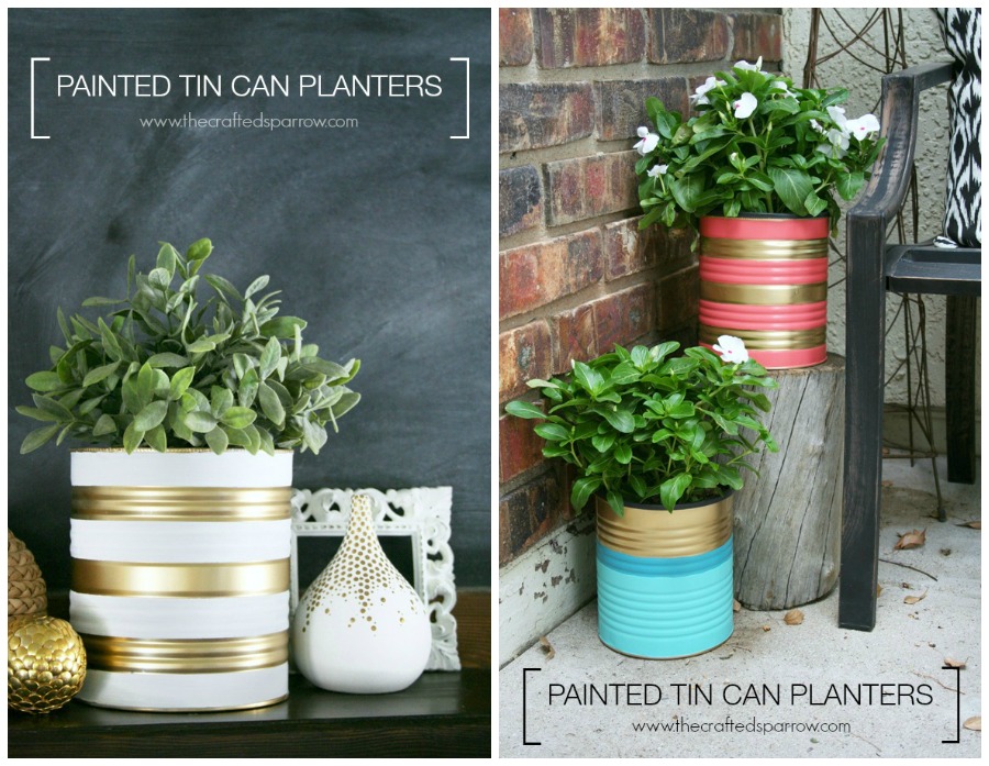 Painted Tin Can Planters