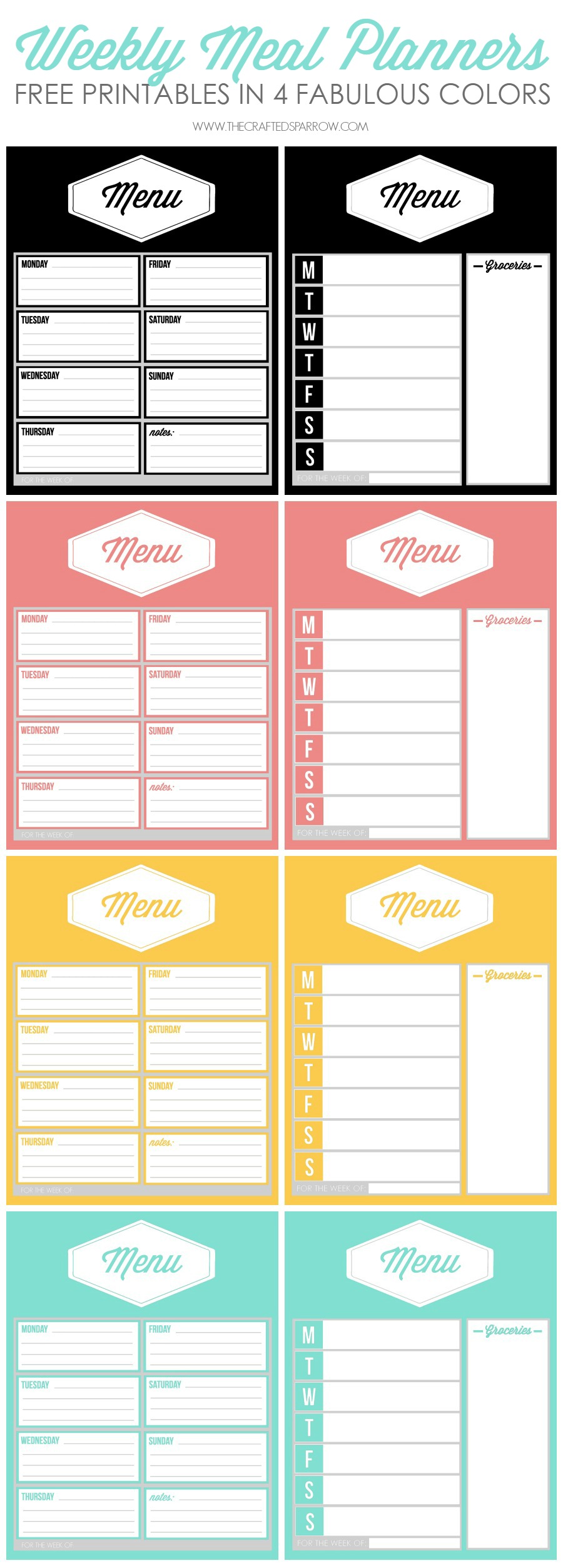 Free Printable Weekly Meal Planners Free Printable Weekly Meal Planners
