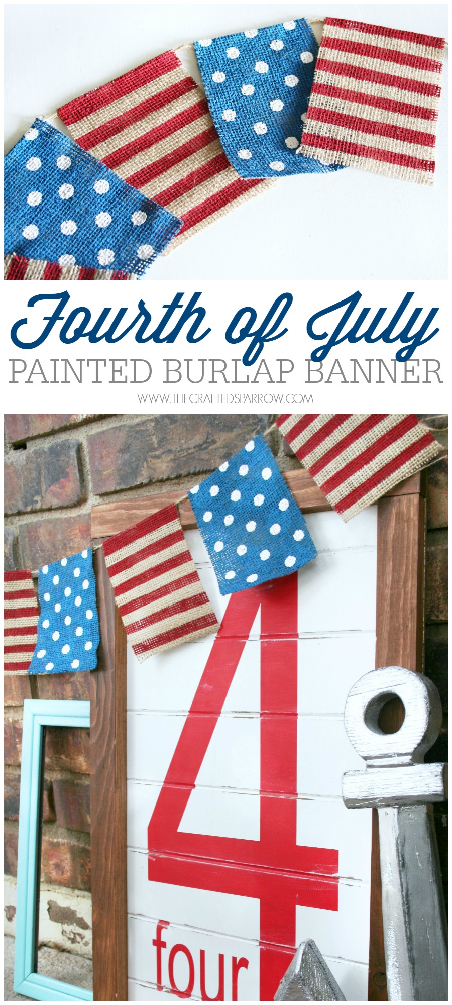 4th of July Painted Burlap Banner