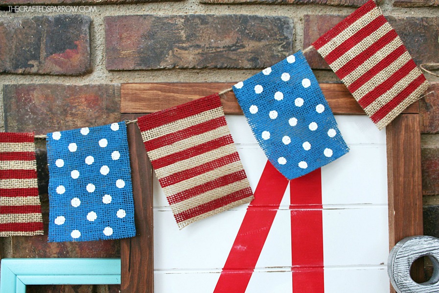 4th of July Painted Burlap Banner