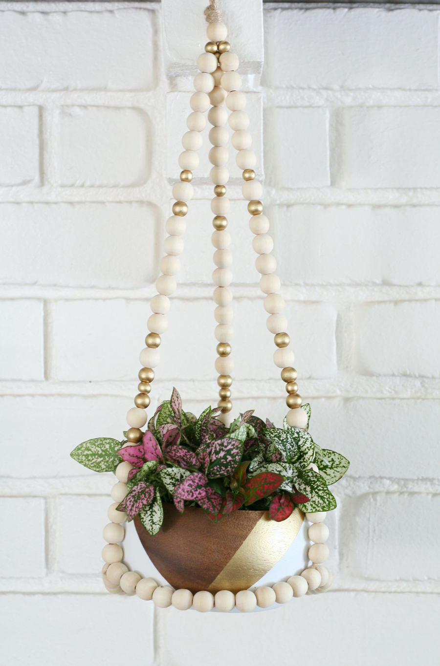 DIY Beaded Hanging Planter 18 The Crafted Sparrow