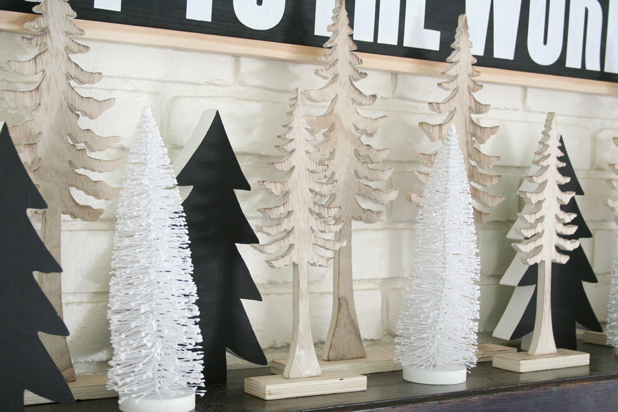 Black & White Christmas Mantel