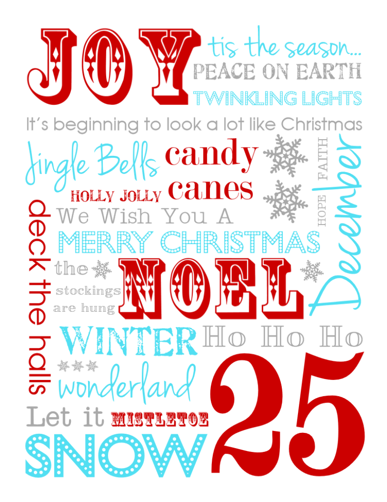 Free Christmas Subway Art Printables