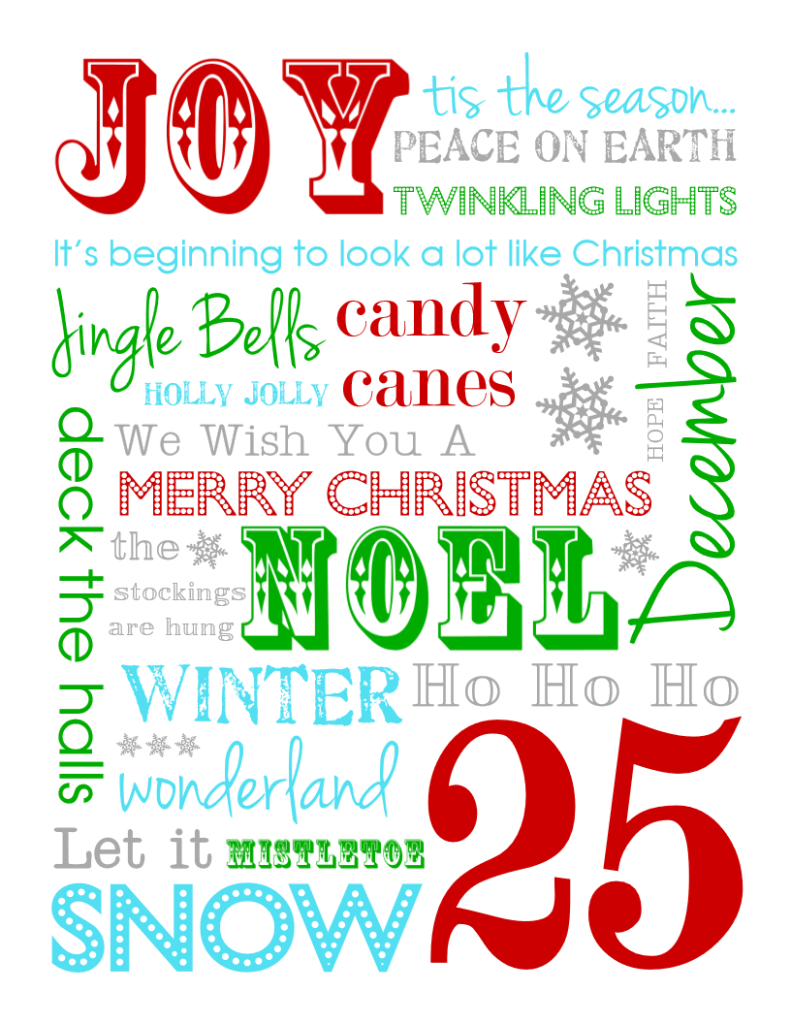 Free Christmas Subway Art Printables