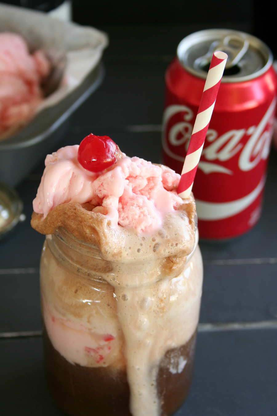Everyone loves a float, this Cherry-Vanilla Coke Float is so good!