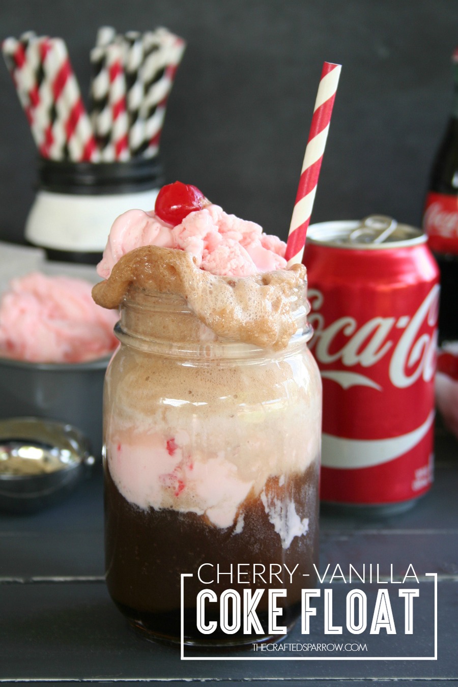 Everyone loves a float, this Cherry-Vanilla Coke Float is so good!