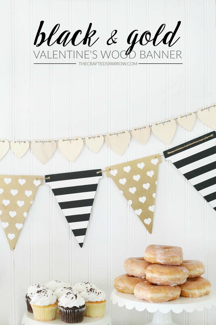 Valentine's Black & Gold Wood Banner