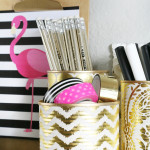 Gold Foiled Tin Can Organizers