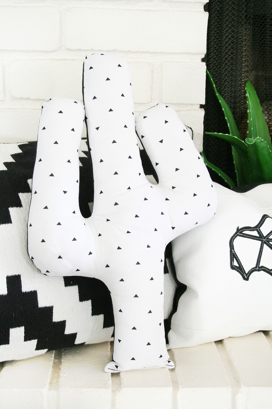 Black and white cactus hot sale pillow