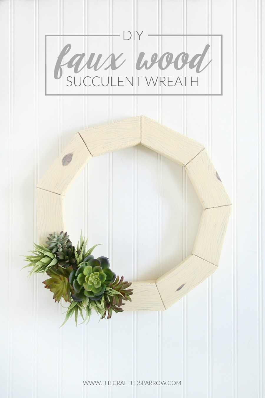 DIY Faux Wood Succulent Wreath