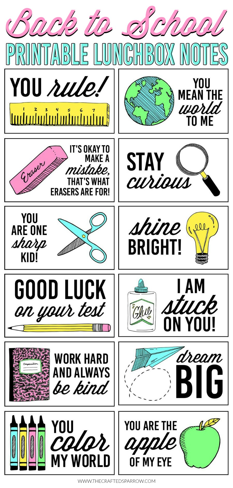 Back to School Printable Lunchbox Notes