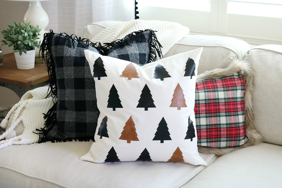 DIY Faux Leather Christmas Tree Pillow