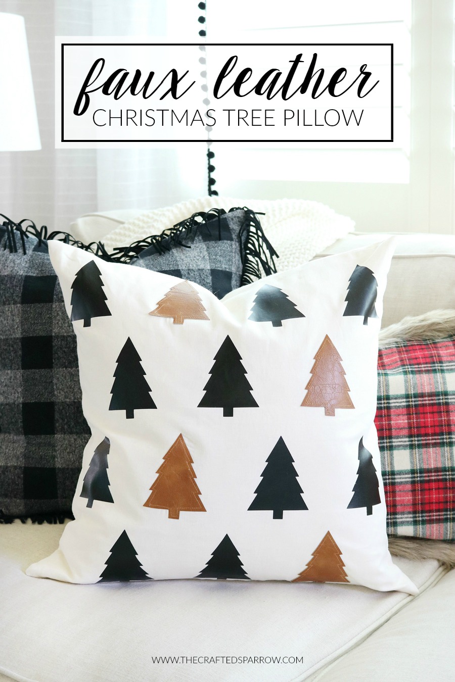 DIY Faux Leather Christmas Tree Pillow