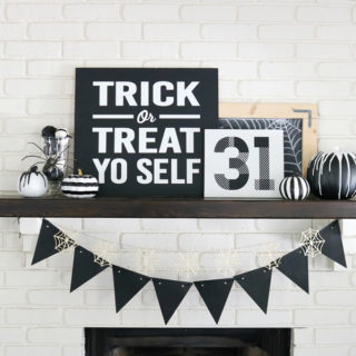 Black & White Halloween Mantel Decor