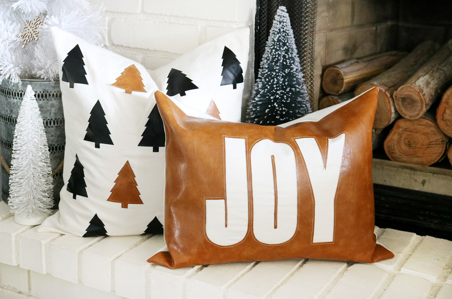 Faux Leather Christmas Pillow