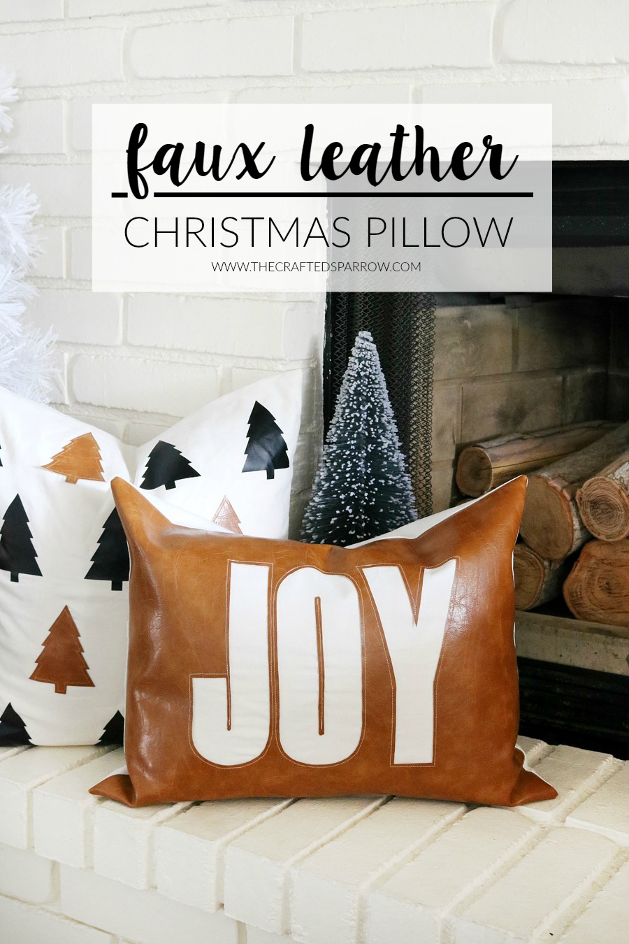 Faux Leather Christmas Pillow