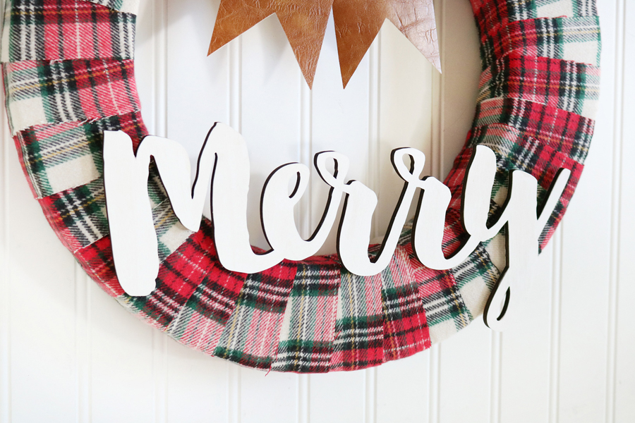 Faux Leather & Flannel Christmas Wreath