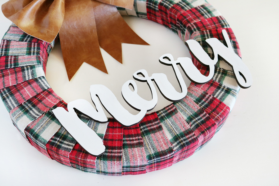 Faux Leather & Flannel Christmas Wreath