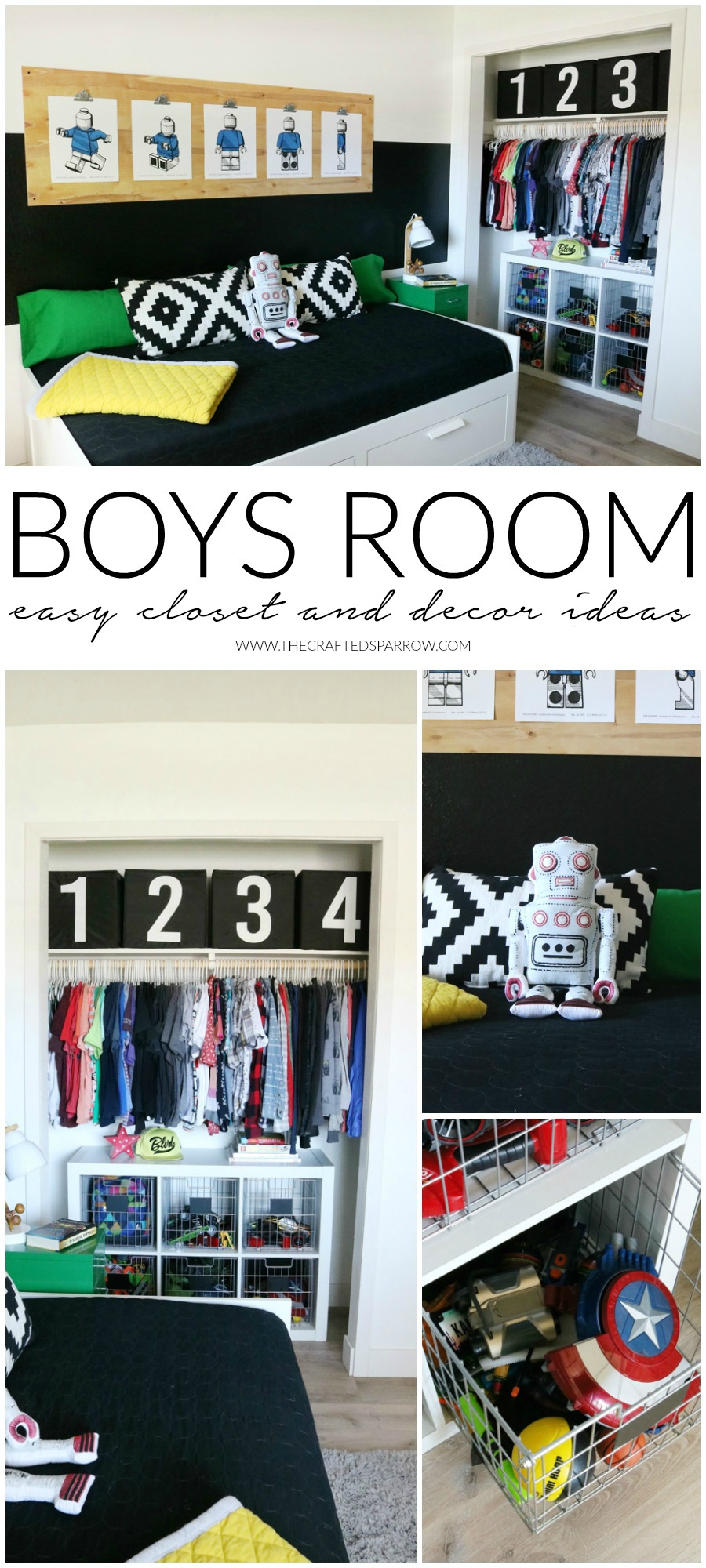 Boys Room Easy Closet Organization and Decor Ideas