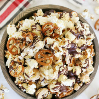 Chocolate & Peanut Butter Drizzled Popcorn Mix