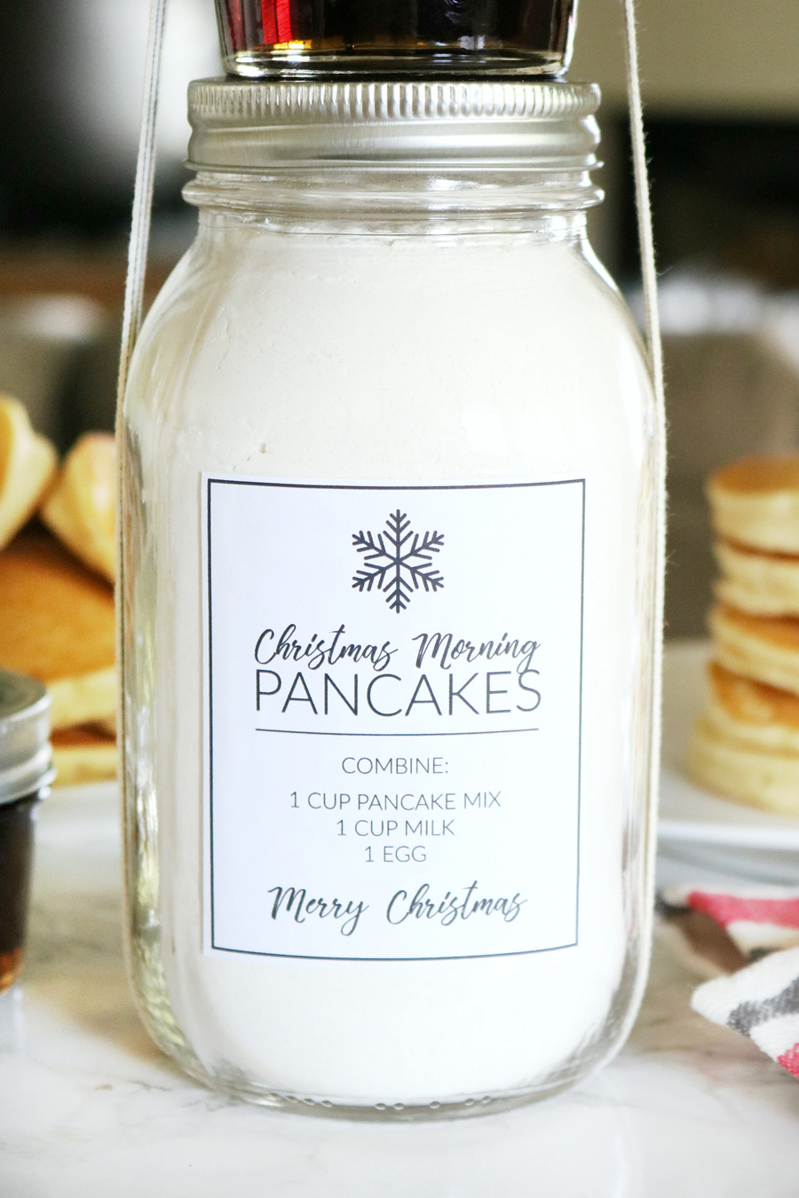 Christmas Morning Pancakes in a Jar Gift Idea with Printables