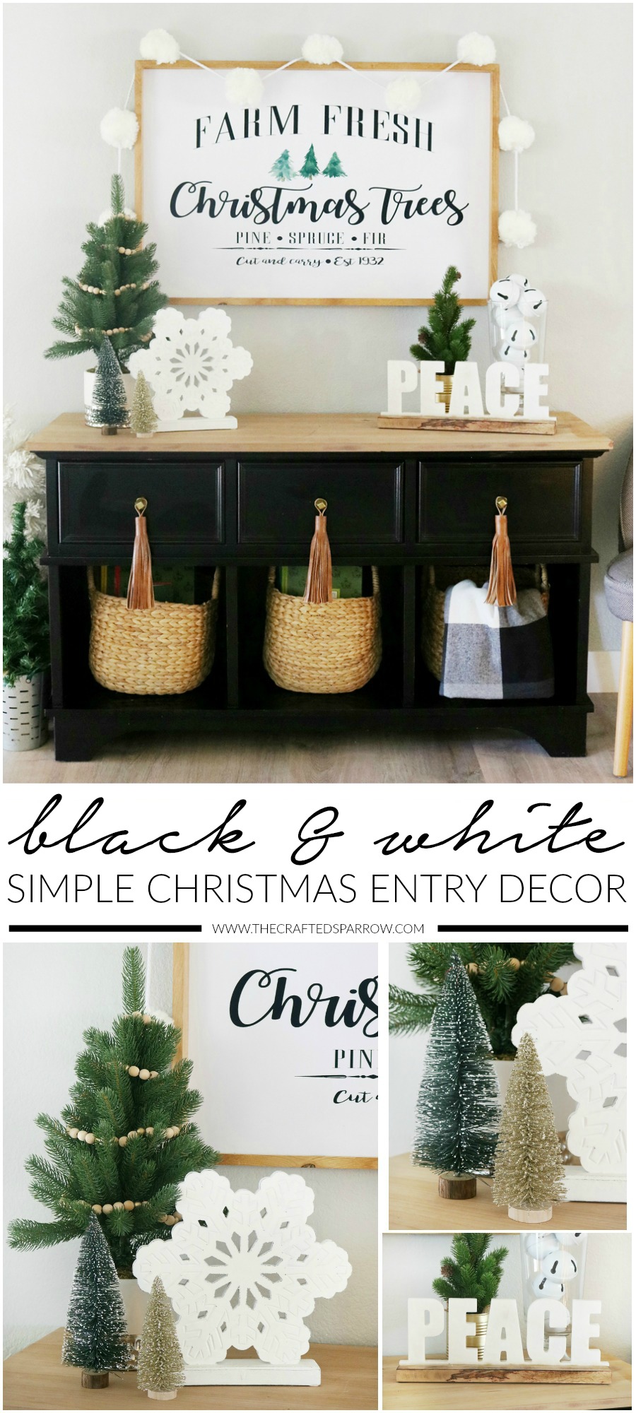 Black & White Simple Christmas Entry Decor