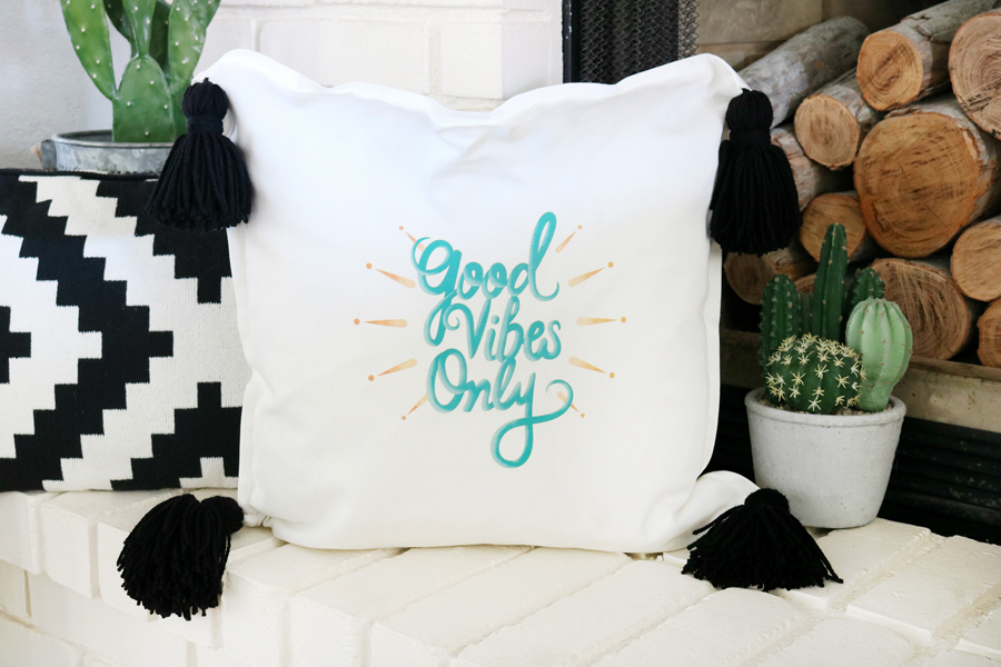 Create a fun throw pillow with Cricut Iron-On Decals in 15 minutes