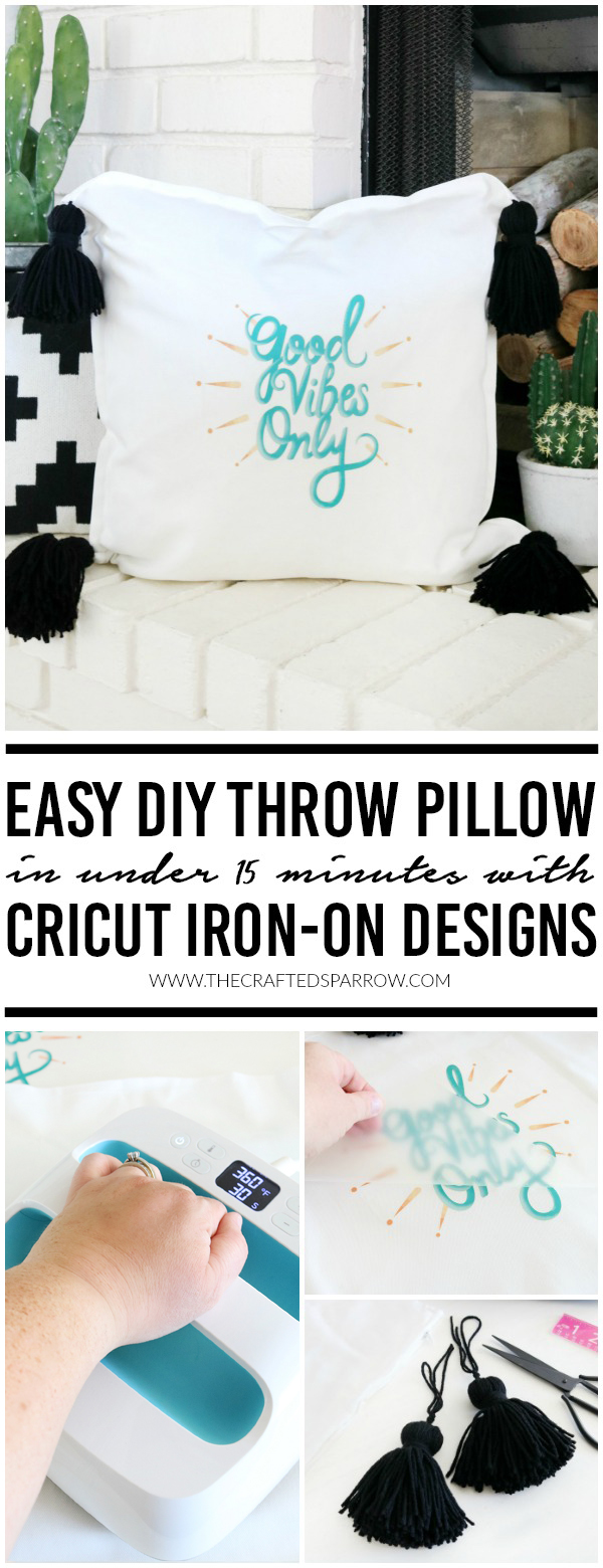 Easy DIY Throw Pillow in Under 15 Minutes with Cricut Iron-On Designs