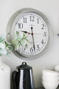 Farmhouse Inspired Coffee Bar Station - Better Homes and Gardens Galvanized Wall Clock
