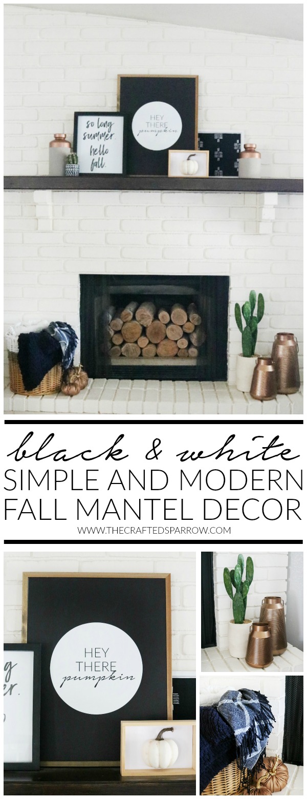 Black & White Simple and Modern Fall Mantel Decor