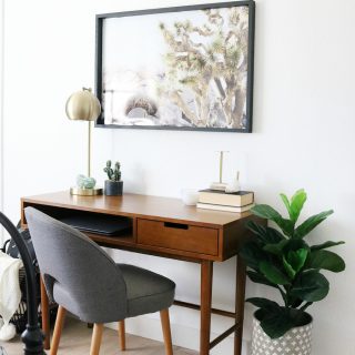 Mid-Century Boho Desk in Bedroom