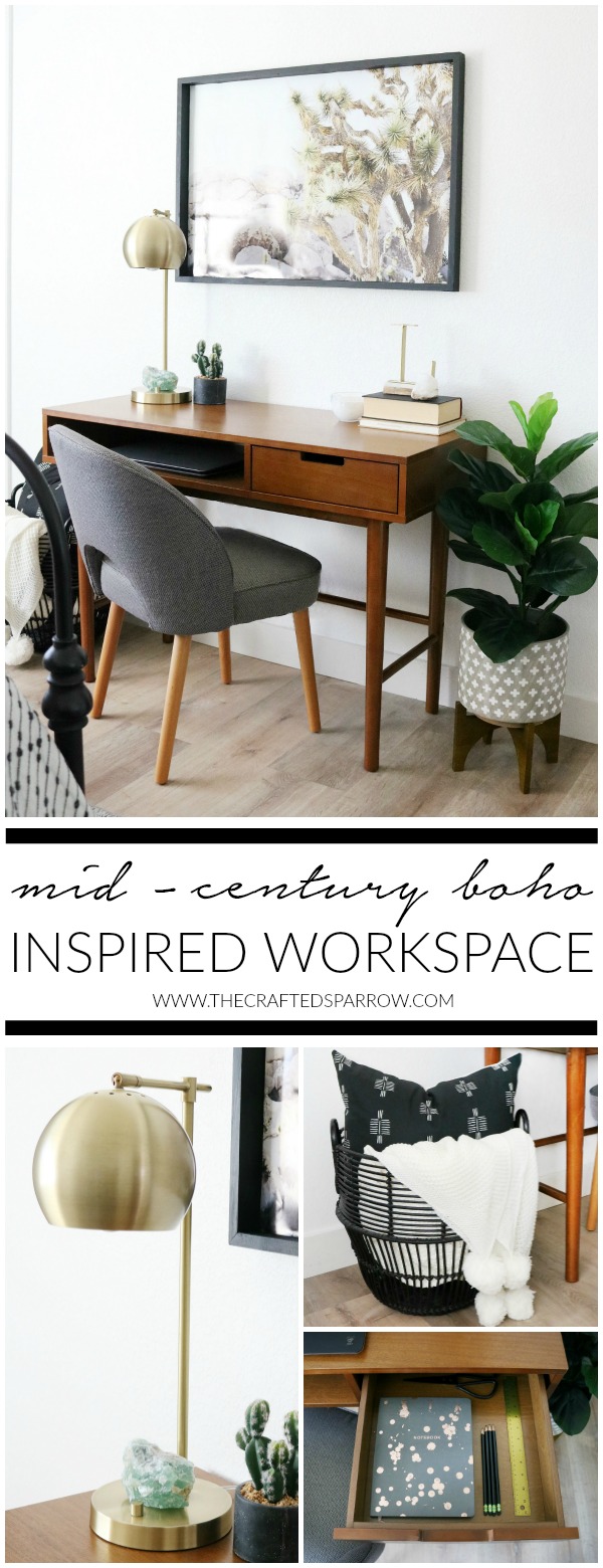 Mid-Century Boho Inspired Workspace