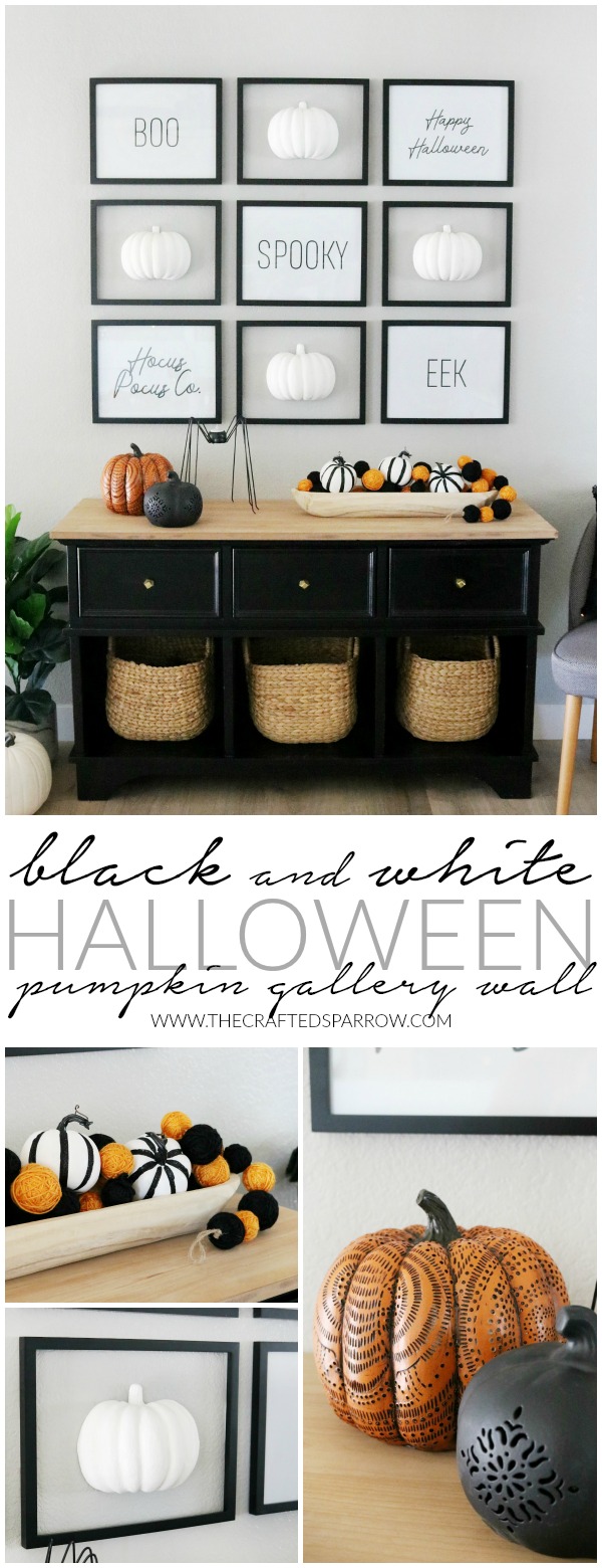 Black & White Simple Halloween Pumpkin Gallery Wall Entryway and Decor