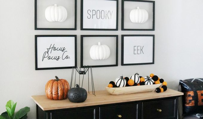 Black & White Simple Halloween Pumpkin Gallery Wall Entryway and Decor
