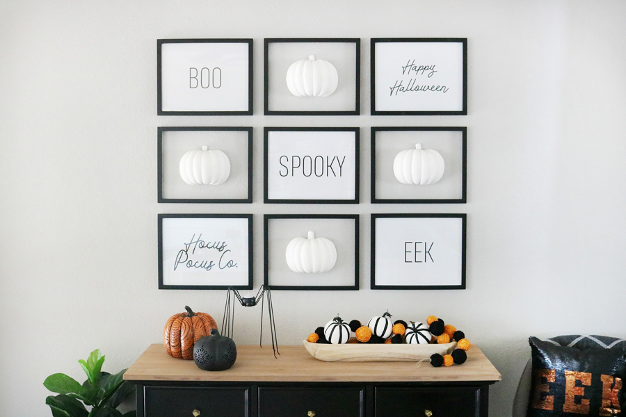 Simple and Modern Black & White Halloween Gallery Wall