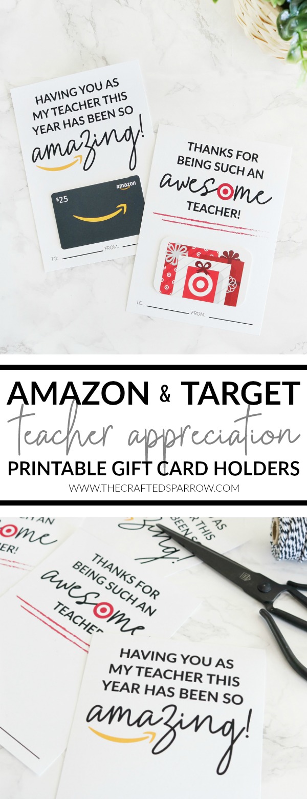 Amazon and Target Teacher Appreciation Printable Gift Card Holders