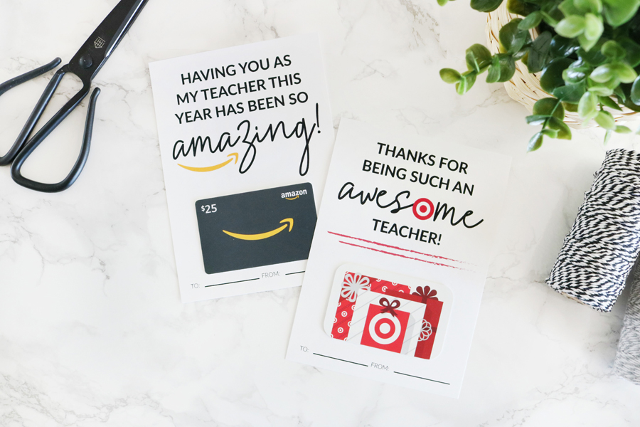 Amazon And Target Teacher Appreciation Printable Gift Card Holders 