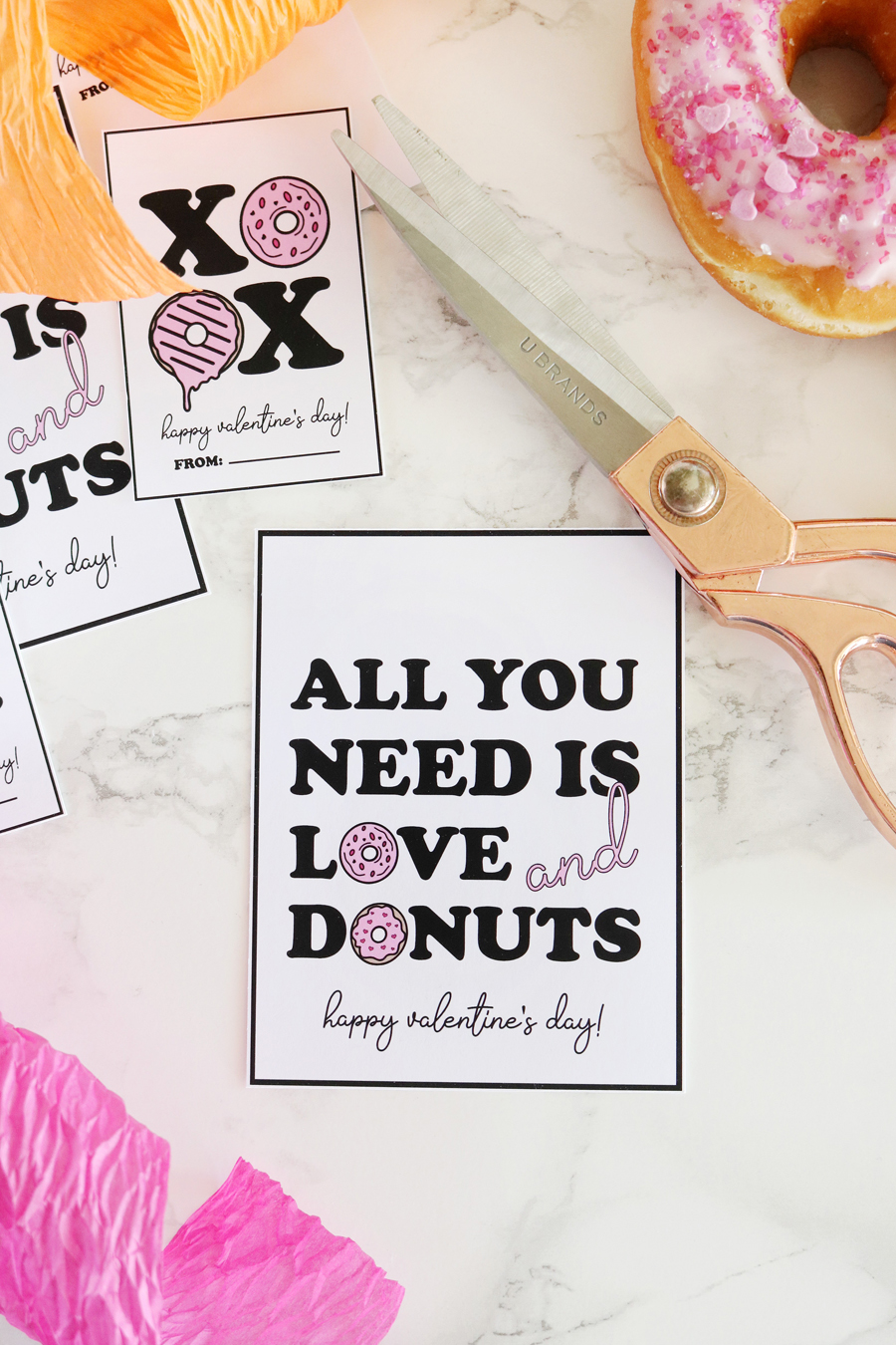 All You Need Is Love and Donuts Printable Valentine's Day Tags